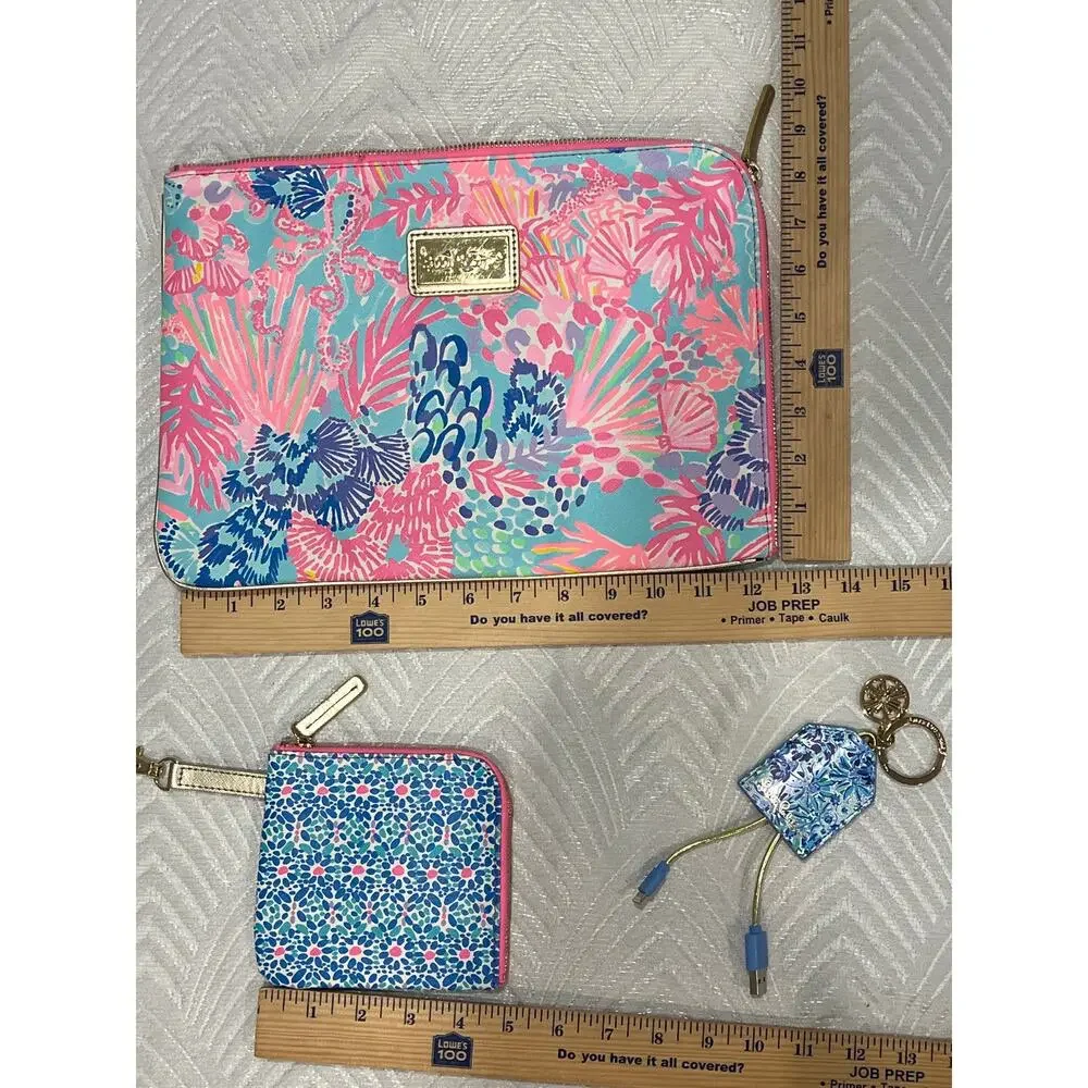 Lilly Pulitzer 3-Piece Set Laptop Sleeve Wallet & Charger Keychain Bundle Sale!!